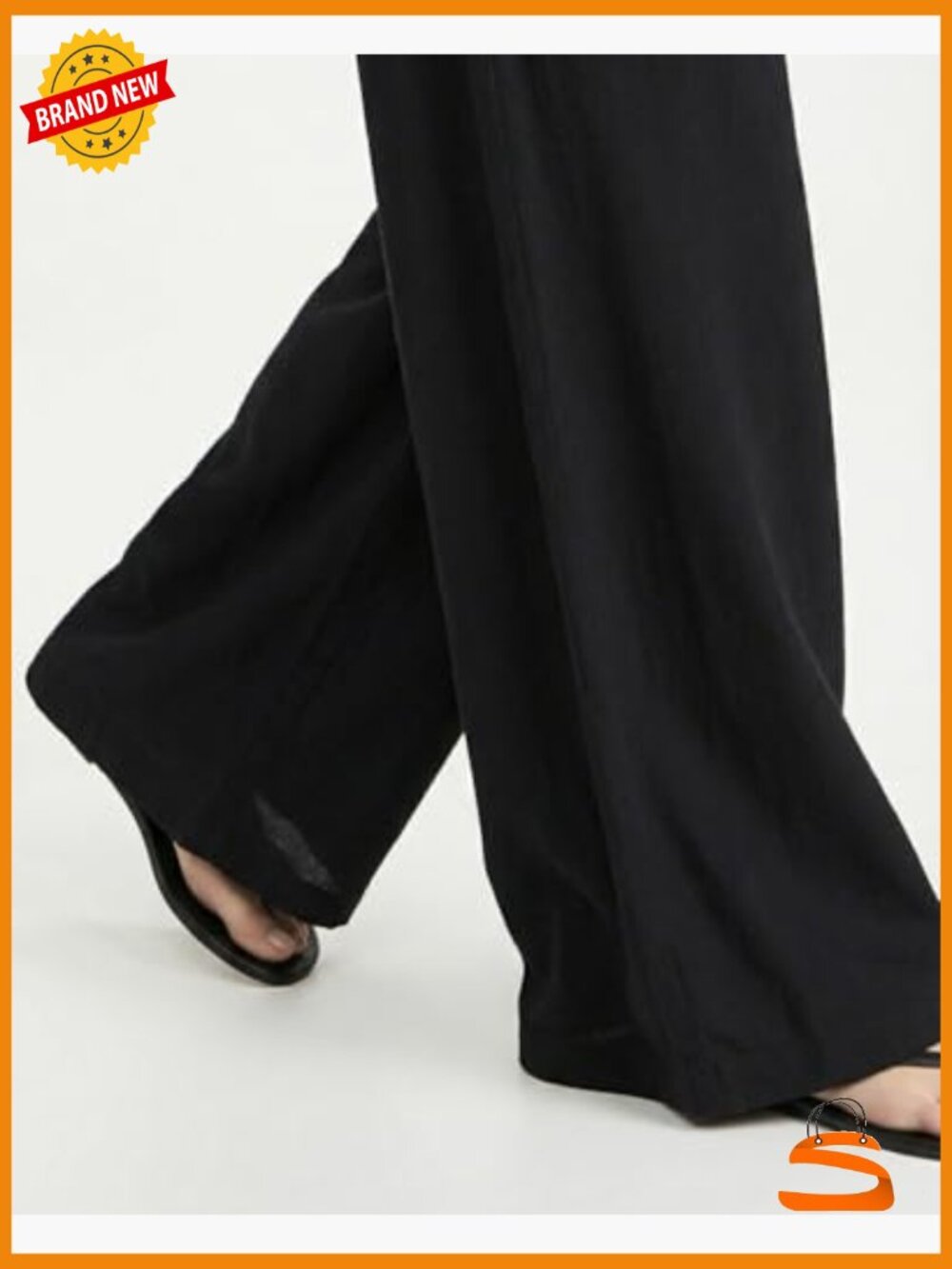 Tall Wide Leg Palazzo Pants High Waisted Flowy with Pockets Long Inseam - Picture 6 of 7